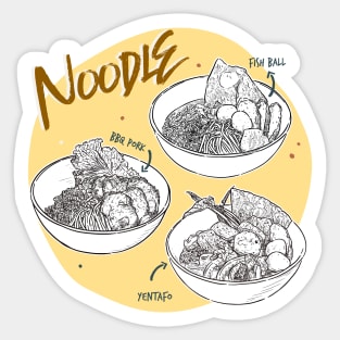 Different kind of ramen noodles bowls Sticker